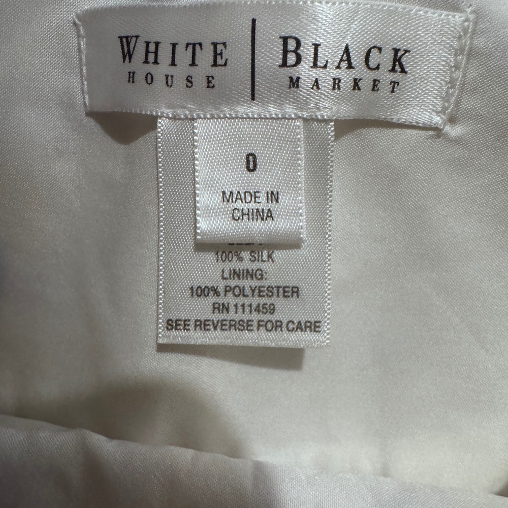 White House Black Market Silk‎ Pleated Tropical Leaf Print Mini Skirt Cream Sz 0 - Picture 3 of 7